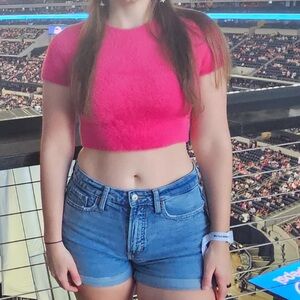 Sunday Best Heriess Pink Cropped Sweater Top